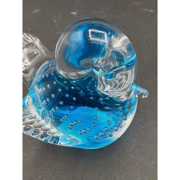 Blue Bird Figurine Sweden Art Glass Paperweight Bullicante Controlled Bubbles - Picture 2 of 8